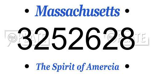 3252628 Massachusetts License Plate