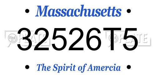 32526T5 Massachusetts License Plate