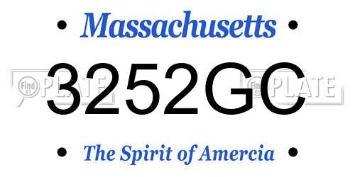 3252GC Massachusetts License Plate