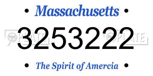 3253222 Massachusetts License Plate
