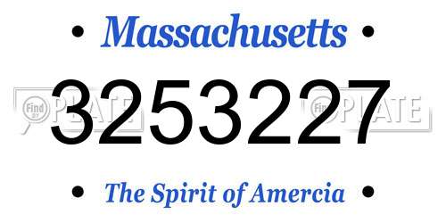 3253227 Massachusetts License Plate