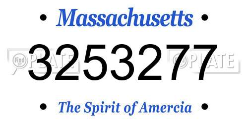 3253277 Massachusetts License Plate