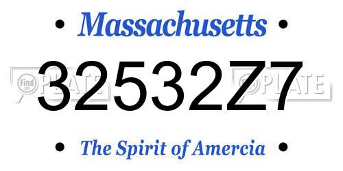 32532Z7 Massachusetts License Plate
