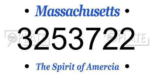 3253722 Massachusetts License Plate