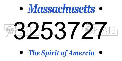 3253727 Massachusetts License Plate