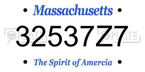 32537Z7 Massachusetts License Plate