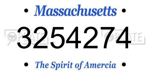 3254274 Massachusetts License Plate