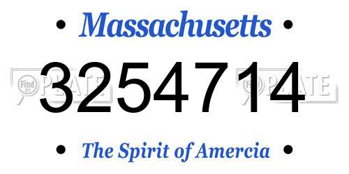 3254714 Massachusetts License Plate