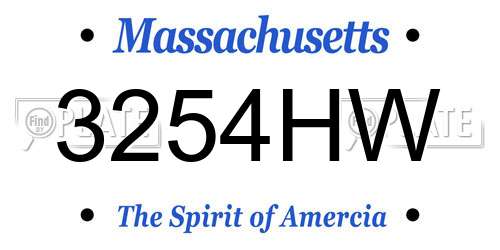 3254HW Massachusetts License Plate