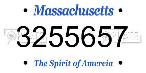 3255657 Massachusetts License Plate