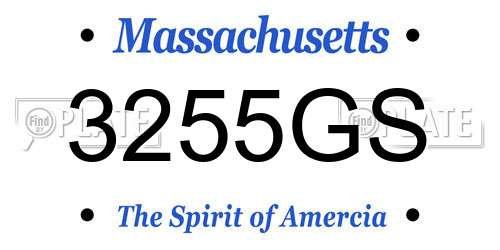 3255GS Massachusetts License Plate