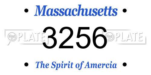 3256 Massachusetts License Plate