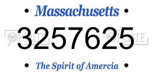 3257625 Massachusetts License Plate