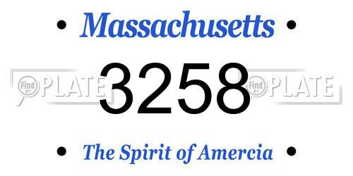3258 Massachusetts License Plate