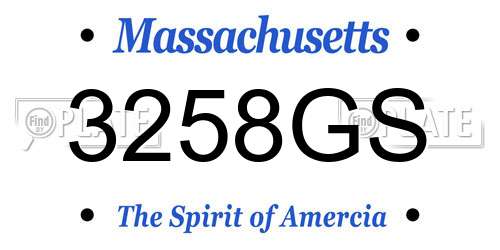 3258GS Massachusetts License Plate