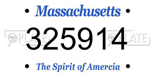 325914 Massachusetts License Plate