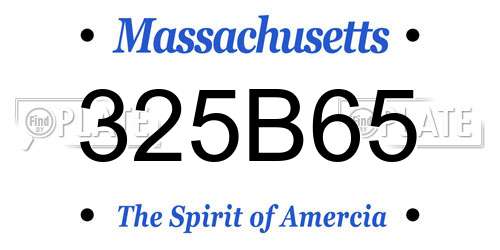 325B65 Massachusetts License Plate