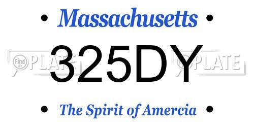 325DY Massachusetts License Plate