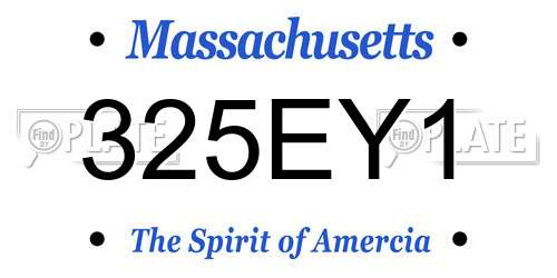 325EY1 Massachusetts License Plate