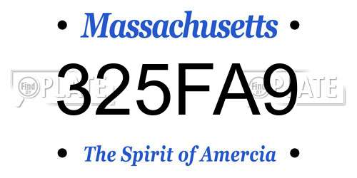 325FA9 Massachusetts License Plate