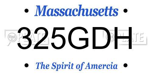 325GDH Massachusetts License Plate