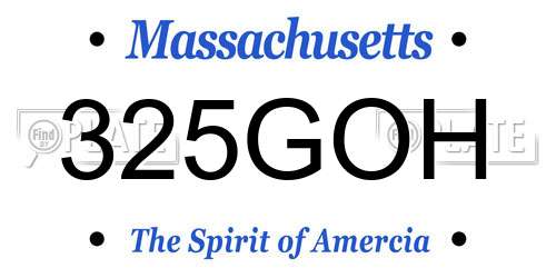 325GOH Massachusetts License Plate