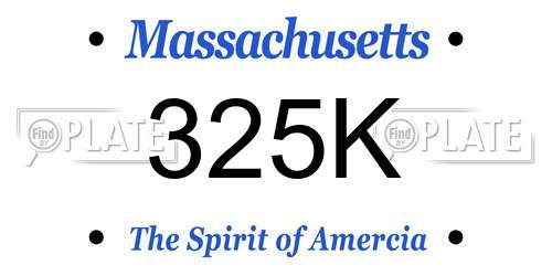 325K Massachusetts License Plate