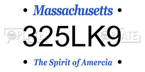 325LK9 Massachusetts License Plate