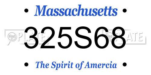 325S68 Massachusetts License Plate