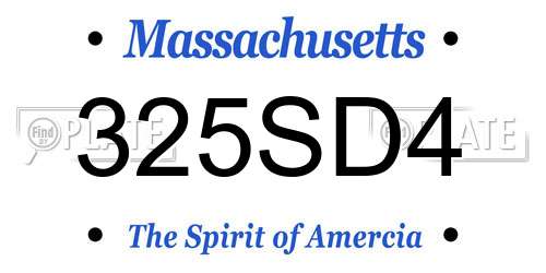 325SD4 Massachusetts License Plate