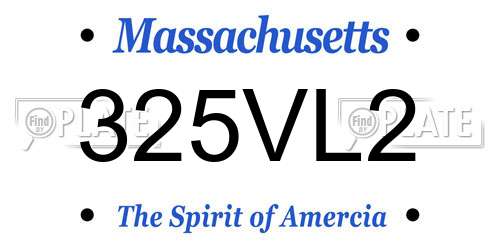 325VL2 Massachusetts License Plate