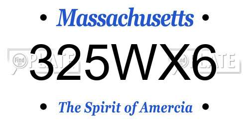 325WX6 Massachusetts License Plate