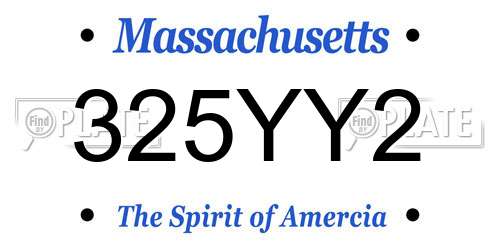 325YY2 Massachusetts License Plate