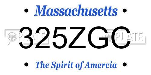 325ZGC Massachusetts License Plate