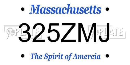 325ZMJ Massachusetts License Plate