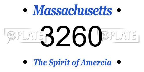 3260 Massachusetts License Plate