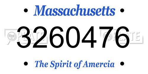 3260476 Massachusetts License Plate