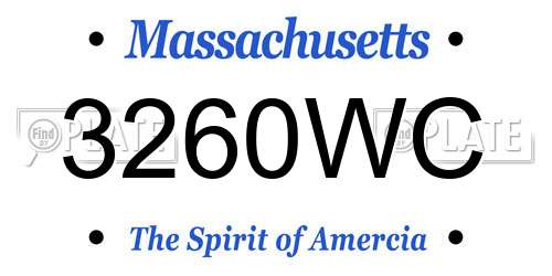 3260WC Massachusetts License Plate