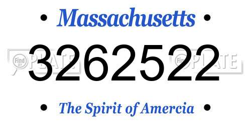 3262522 Massachusetts License Plate