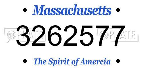 3262577 Massachusetts License Plate