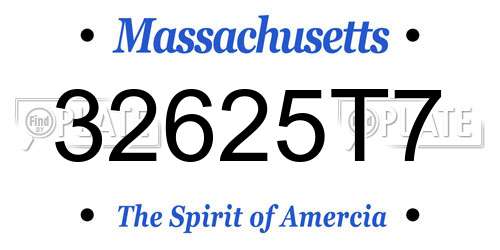 32625T7 Massachusetts License Plate