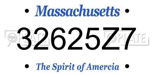 32625Z7 Massachusetts License Plate