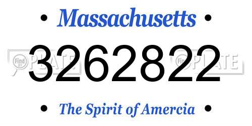 3262822 Massachusetts License Plate