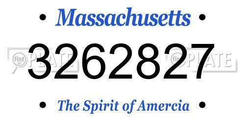 3262827 Massachusetts License Plate
