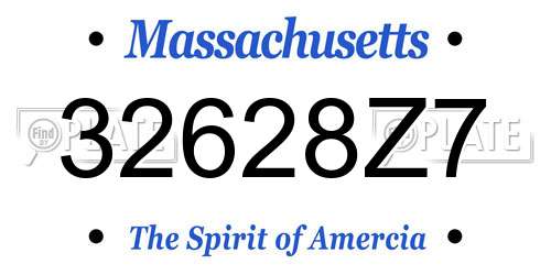 32628Z7 Massachusetts License Plate