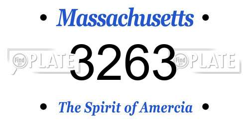 3263 Massachusetts License Plate