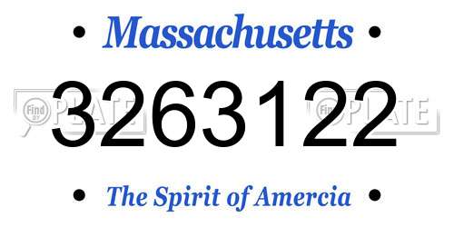 3263122 Massachusetts License Plate
