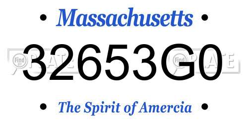 32653G0 Massachusetts License Plate