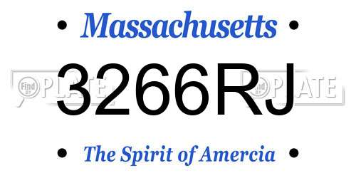 3266RJ Massachusetts License Plate