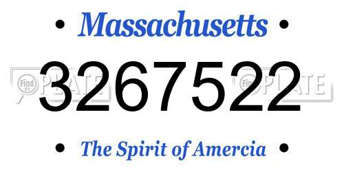 3267522 Massachusetts License Plate